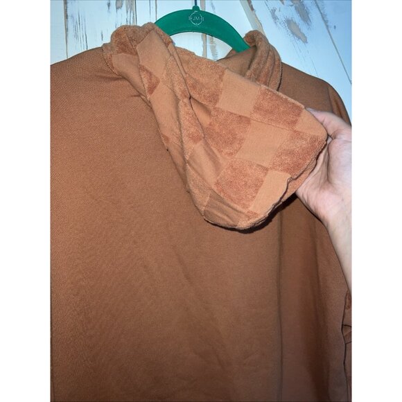 Vans Beauty Tan Flower Checkerboard Pullover Hoodie Terry Women's Size XS - Picture 10 of 11